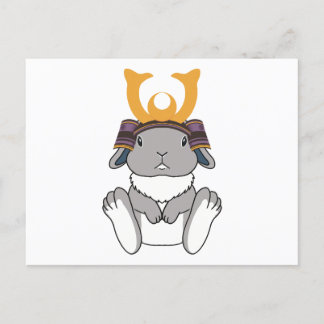Samurai Holland Lop Rabbit Warrior Gray Postcard