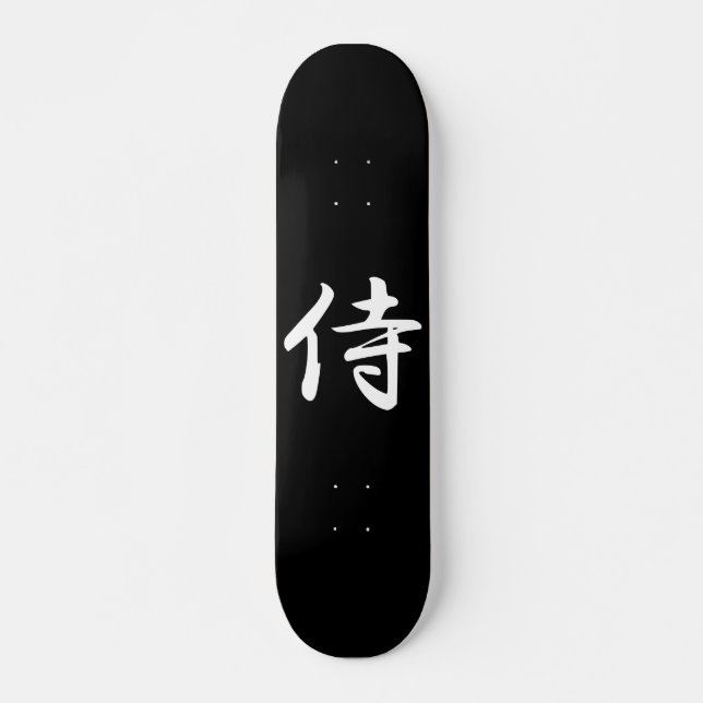 Samurai  in Japanese Kanji Skateboard (Front)