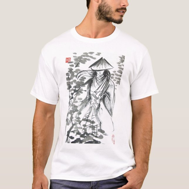 Samurai in the Forst Mens and Unisex T Shirt (Front)