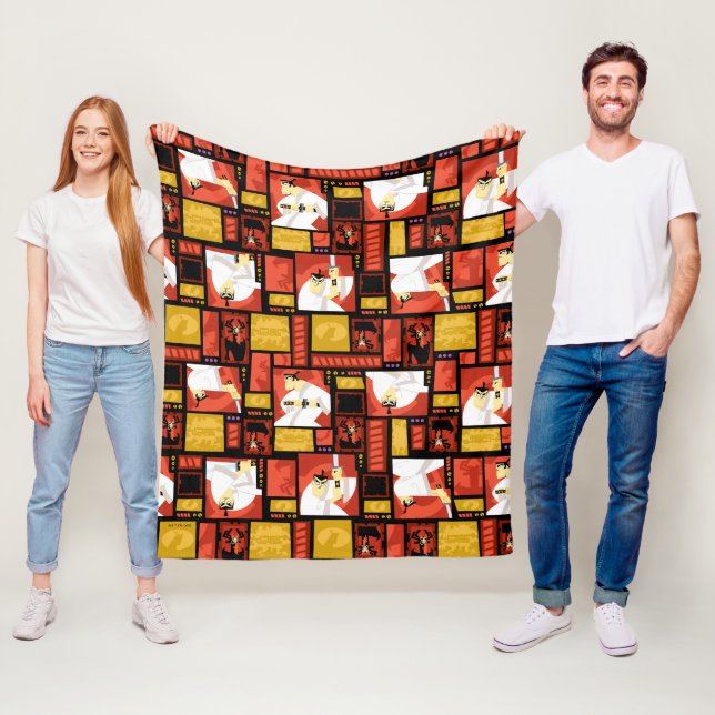 Samurai Jack & Aku Character Art Panel Pattern Fleece Blanket (In Situ)