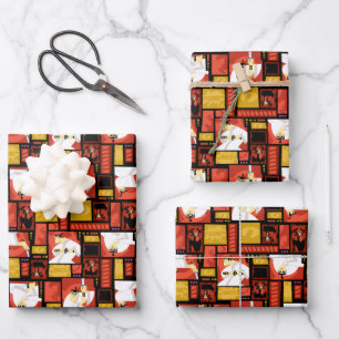 Samurai Jack & Aku Character Art Panel Pattern Wrapping Paper Sheet