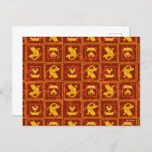 Samurai Jack & Aku Golden Silhouette Tile Pattern Postcard