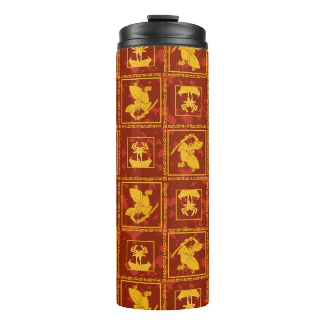 Samurai Jack & Aku Golden Silhouette Tile Pattern Thermal Tumbler (Front)