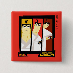 Samurai Jack Character Tri-Panel Futuristic Frame 2 Inch Square Button