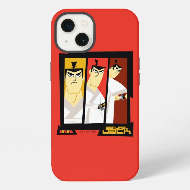 Samurai Jack Character Tri-Panel Futuristic Frame iPhone Case (Back)