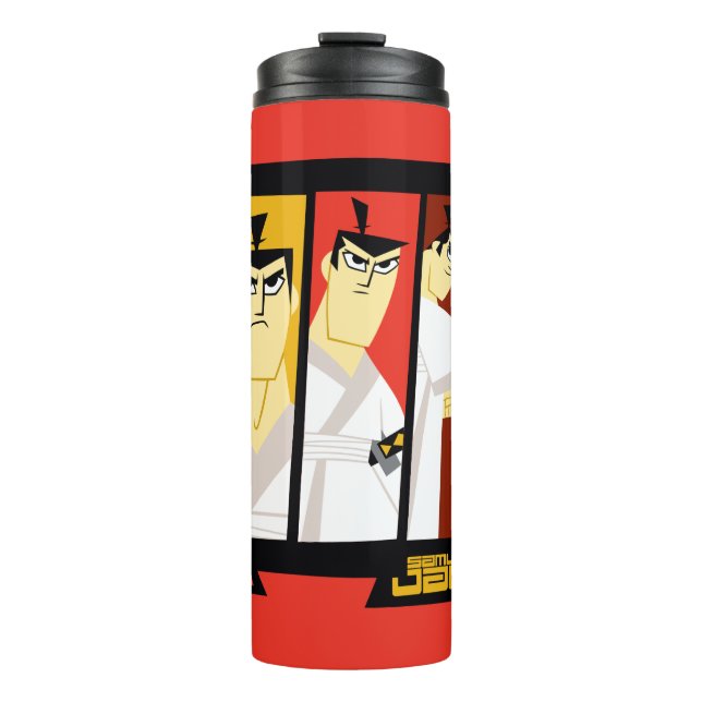 Samurai Jack Character Tri-Panel Futuristic Frame Thermal Tumbler (Front)
