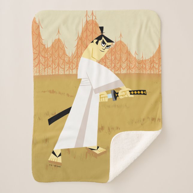 Samurai Jack Drawing Sword Sherpa Blanket (Front)