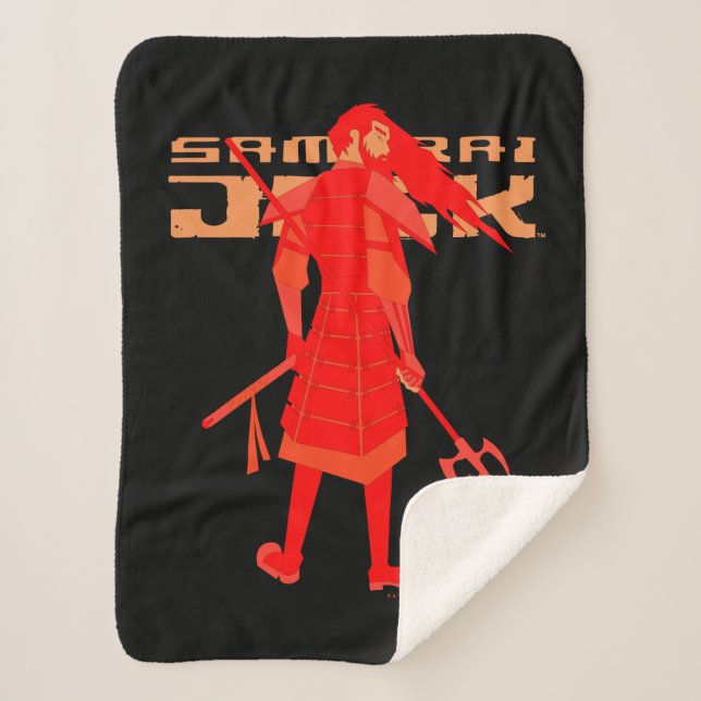 Samurai Jack Red Warrior Graphic Sherpa Blanket (Front)
