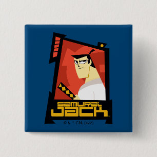 Samurai Jack Smiling Futuristic Frame Graphic 2 Inch Square Button