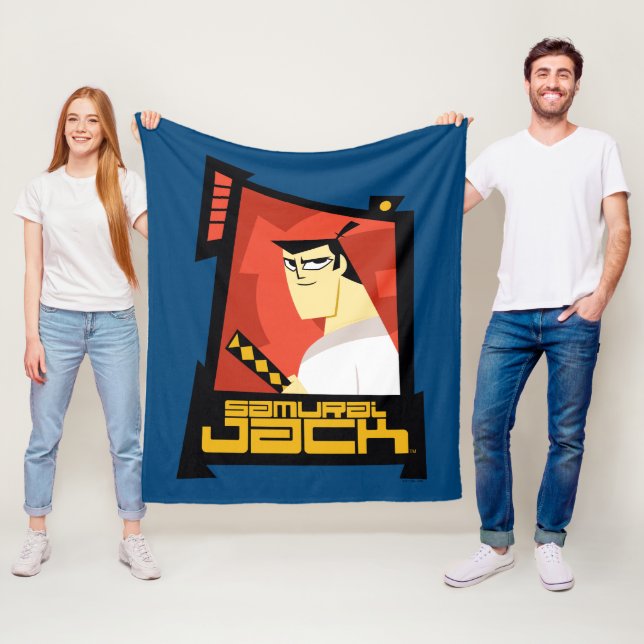 Samurai Jack Smiling Futuristic Frame Graphic Fleece Blanket (In Situ)