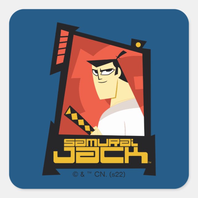 Samurai Jack Smiling Futuristic Frame Graphic Square Sticker (Front)
