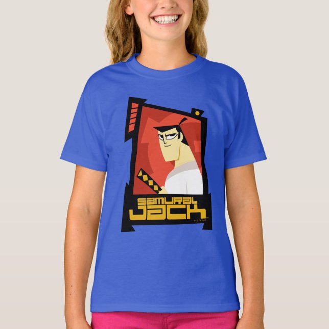 Samurai Jack Smiling Futuristic Frame Graphic T-Shirt (Front)