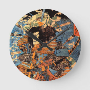 Samurai Japan Artwork  Round Clock