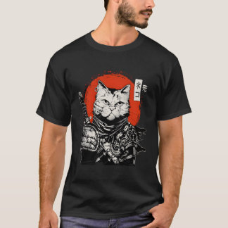 Samurai Japanese Cat Bushido Warrior Katana Sword T-Shirt