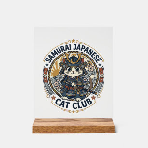 Samurai Japanese Cat POD Vector Art - Samurai Japa Acrylic Sign