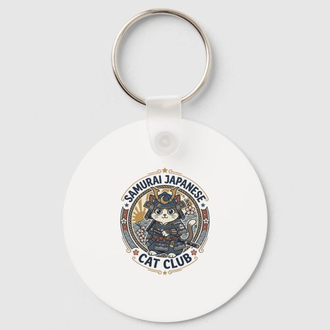 Samurai Japanese Cat POD Vector Art - Samurai Japa Keychain (Front)