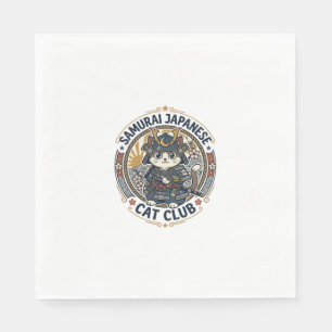 Samurai Japanese Cat POD Vector Art - Samurai Japa Napkin