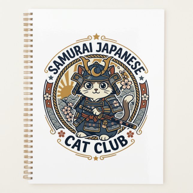Samurai Japanese Cat POD Vector Art - Samurai Japa Planner (Front)