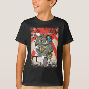 Samurai Japanese Cat Swordsman Ninja Kitten T-Shirt