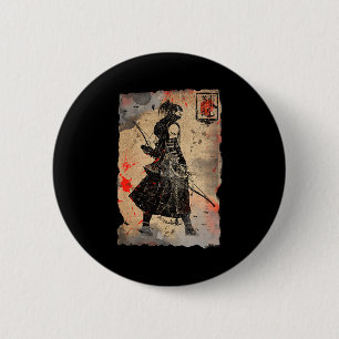 Samurai Japanese Retro Art Print Bushido Premium T 2 Inch Round Button
