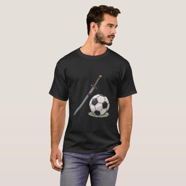 Samurai Katana and Soccer Ball - Japan T-Shirt (Front Full)