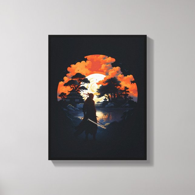Samurai Katana Japan Ninja Warrior Canvas Print (Front)