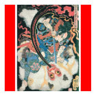 Samurai Killing a Demon, Ancient Japanese Painting