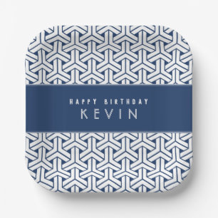 Samurai Kimono Pattern Personalized Birthday Paper Plate