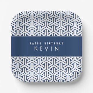 Samurai Kimono Pattern Personalized Birthday  Paper Plate