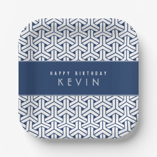 Samurai Kimono Pattern Personalized Birthday  Paper Plate (Front)