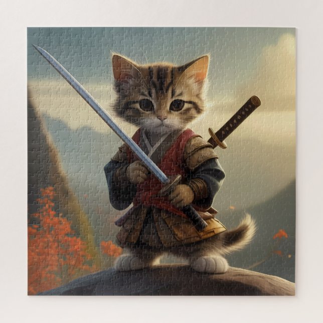 Samurai Kitty Jigsaw Puzzle for all ages  (Vertical)