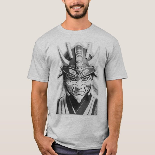 Samurai Mask Grey Tee (Front)