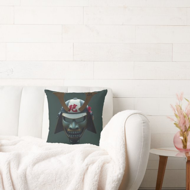 Samurai mask throw pillow (Couch)