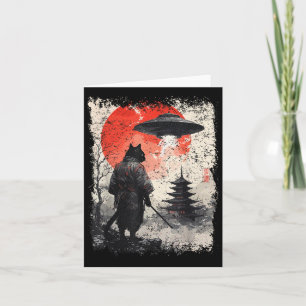 Samurai Ninja Cat Warrior Sumi-e Ufo Ukiyo-e Sci F Card