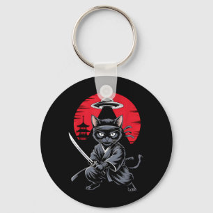 Samurai Ninja Cat Warrior UFO Japanese Anime Funny Keychain