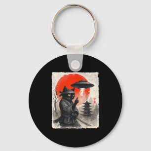 Samurai Ninja Cat Warrior Ufo Japanese Anime Gifts Keychain