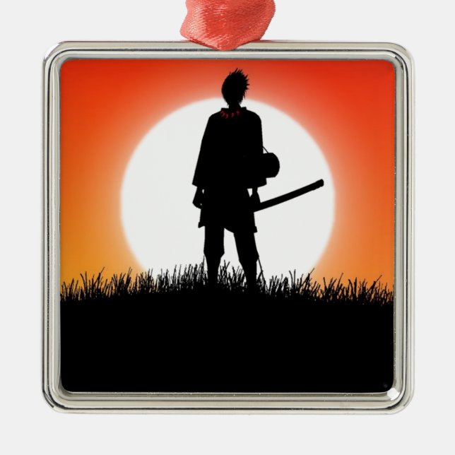 Samurai, Ninja - Japanese Warrior Metal Ornament (Front)