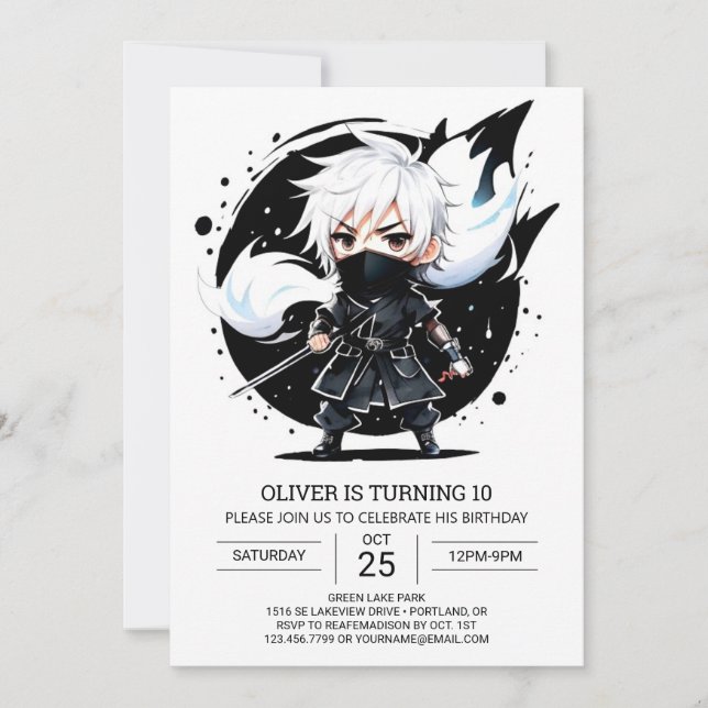 Samurai Ninja Martial Arts Birthday Invitation (Front)
