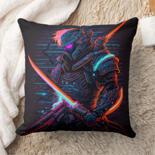 Samurai Ninja Warrior Katana Sword Throw Pillow