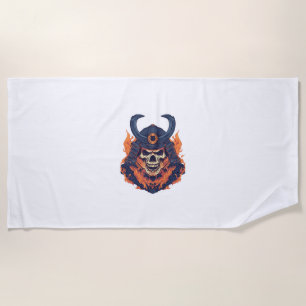 Samurai Oni Skull Beach Towel
