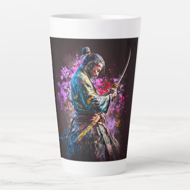 Samurai Painting Latte Mug  (Front)