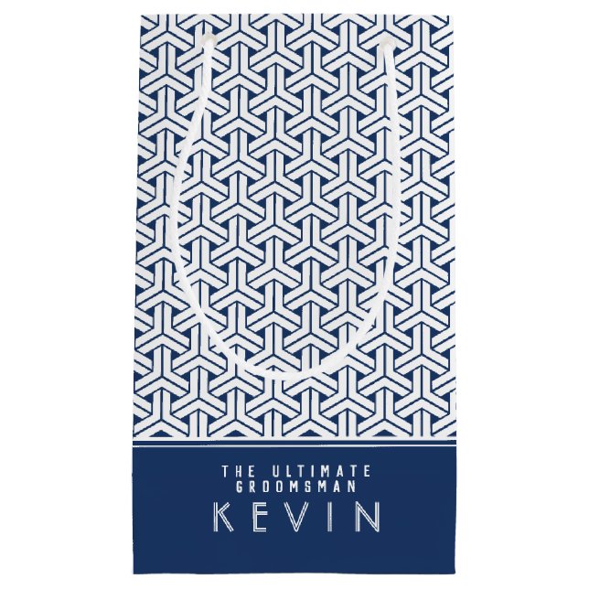 Samurai Pattern Personalized Groomsman|  Small Gift Bag (Front)