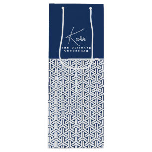 Samurai Pattern Personalized Groomsman Wine Gift Bag