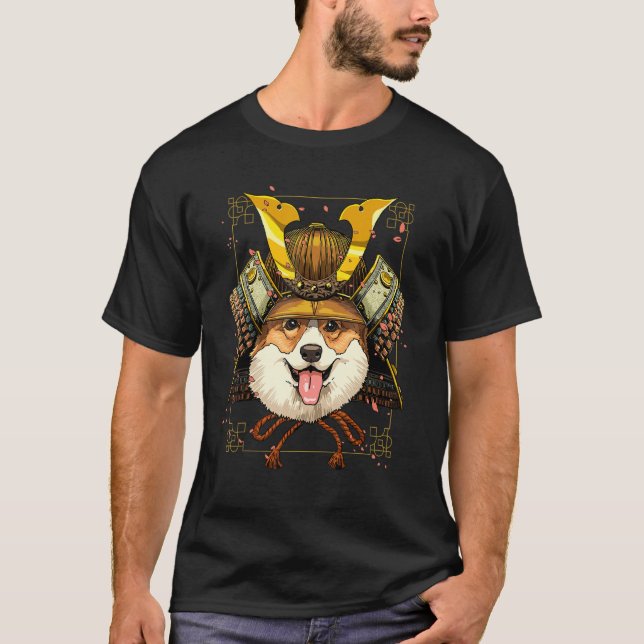Samurai Pembroke Welsh Corgi Dog Japanese Warrior  T-Shirt (Front)