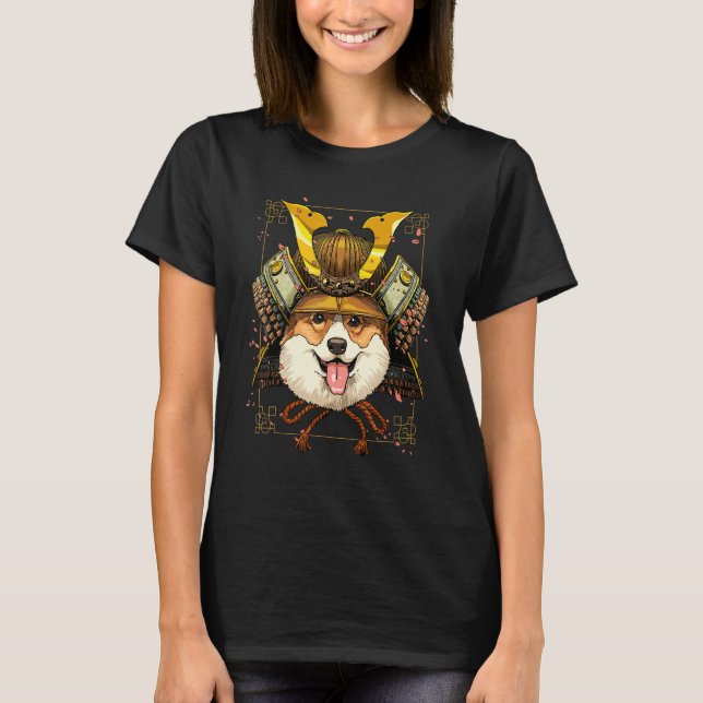 Samurai Pembroke Welsh Corgi Dog Japanese Warrior  T-Shirt (Front)