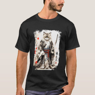 Samurai Persian Kitty Cat Warrior. Japan Design T-Shirt
