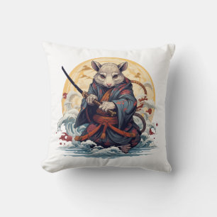 Samurai Rat Throw Pillows