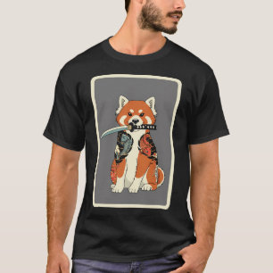 Samurai Red Panda Tattoo Style T-Shirt