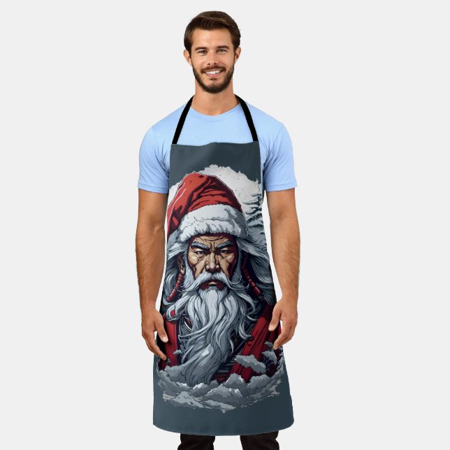 Samurai Santa Warrior Christmas Art Gift  Apron (Worn)