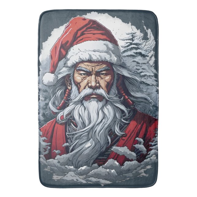 Samurai Santa Warrior Christmas Art Gift  Bath Mat (Front Vertical)